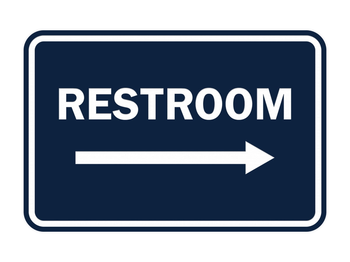 Classic Framed Restroom Directional Right Arrow (Navy Blue / White ...
