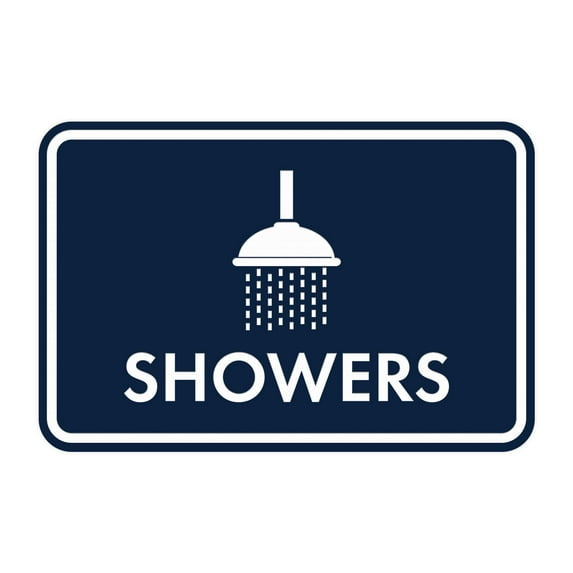 Classic Framed Showers Sign (Navy Blue / White) - Large