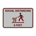 thumbnail image 1 of Classic Framed Social Distancing Sign (Light Grey / Burgundy) - Large, 1 of 1