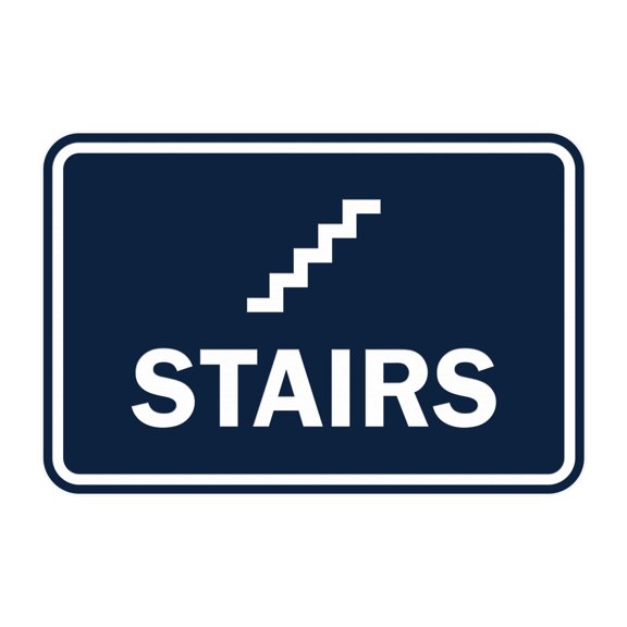 Classic Framed Stairs Sign (Navy Blue / White) - Small