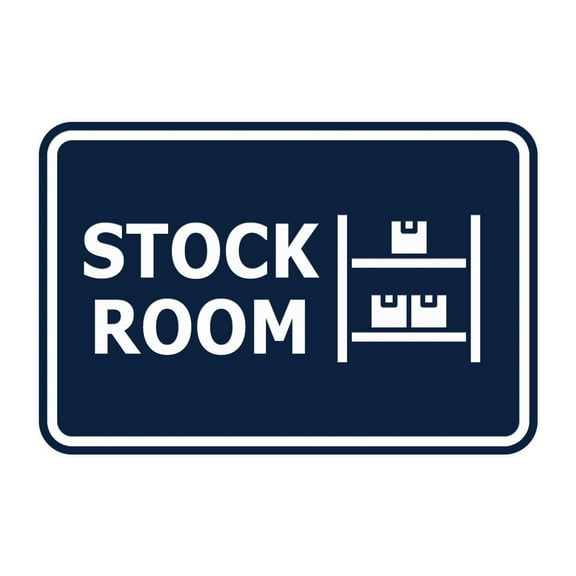 Classic Framed Stock Room Sign (Navy Blue / White) - Large