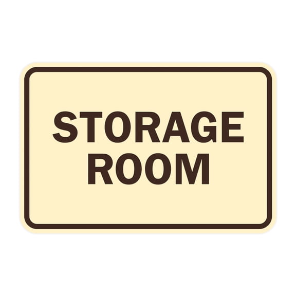Classic Framed Storage Room Sign (Ivory/Dark Brown) - Small
