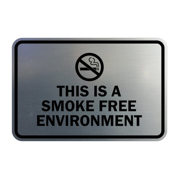 Classic Framed This Is A Smoke Free Environment Sign (Brushed Silver) - Small
