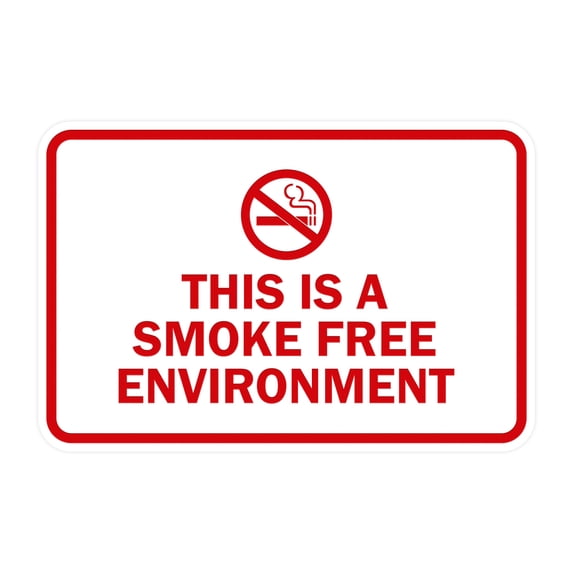 Classic Framed This Is A Smoke Free Environment Sign (White/Red) - Medium