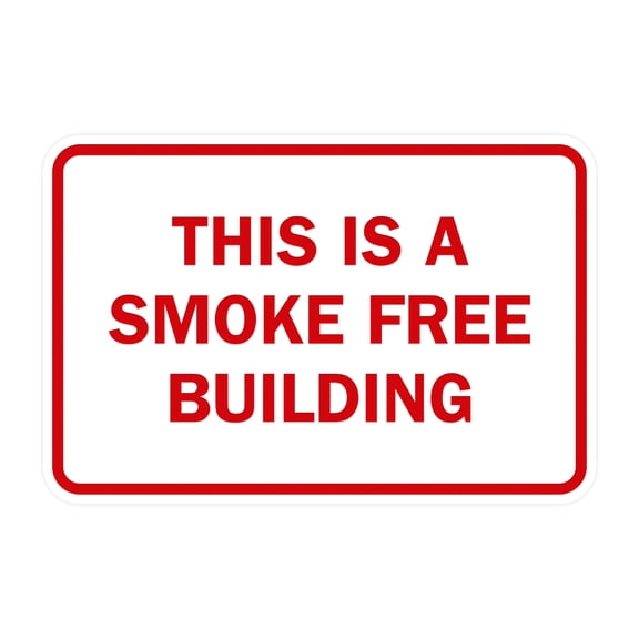 Classic Framed This is a Smoke Free Building Sign (White/Red) - Small