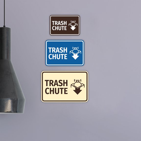 Classic Framed Trash Chute Sign (Blue) - Large