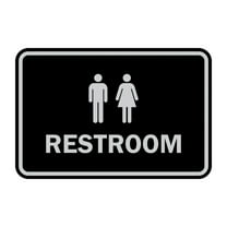 Classic Framed Unisex Restroom Sign (Black / Silver) - Small