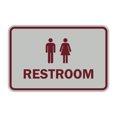 thumbnail image 1 of Classic Framed Unisex Restroom Sign (Light Grey / Burgundy) - Large, 1 of 1