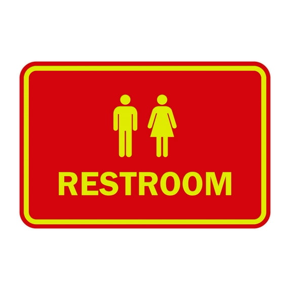 Classic Framed Unisex Restroom Sign (Red/Yellow) - Small