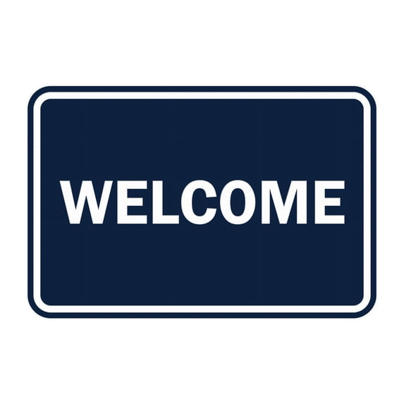 Classic Framed Welcome Sign (Navy Blue / White) - Large