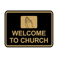 thumbnail image 1 of Classic Framed Welcome To Church Praying Hands Sign (Black /Gold) - Small, 1 of 5