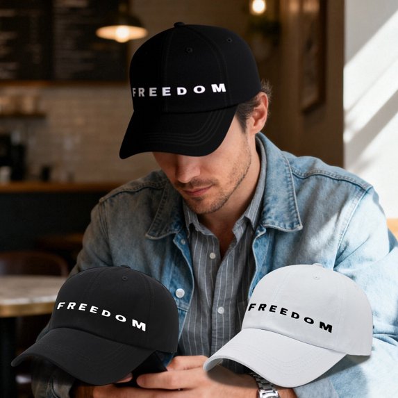 Classic Freedom Print Baseball Cap for Men/Women - Adjustable Strap, Breathable Cotton, Daily Outdoor Sun Protection Hat