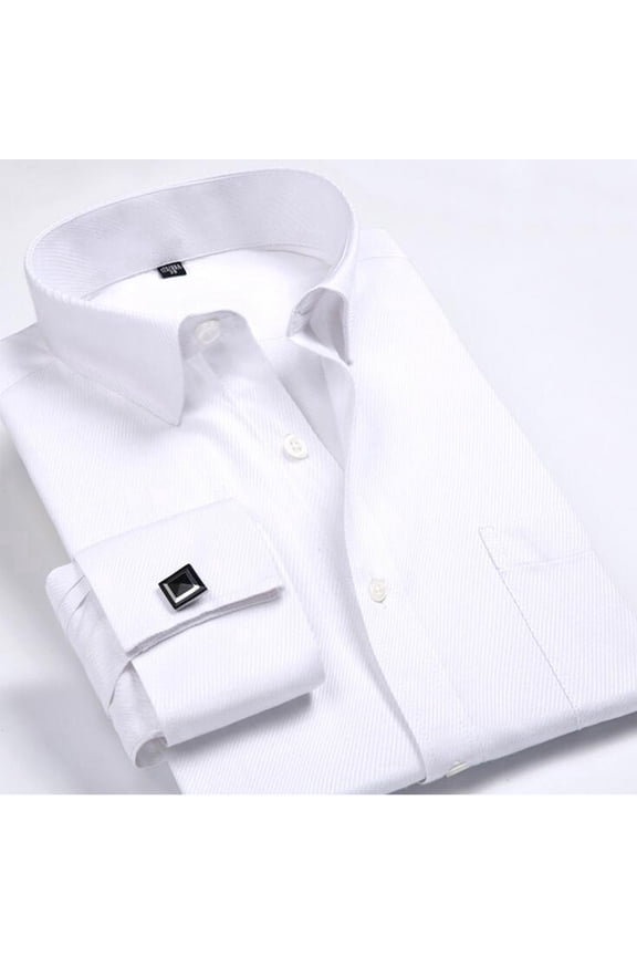 Men's French Cuff Dress Shirt with Free Cufflinks, S-3XL