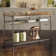 thumbnail image 1 of Classic French Style Hardwood Butcher Block Top Metal Kitchen Utility Table, 1 of 1