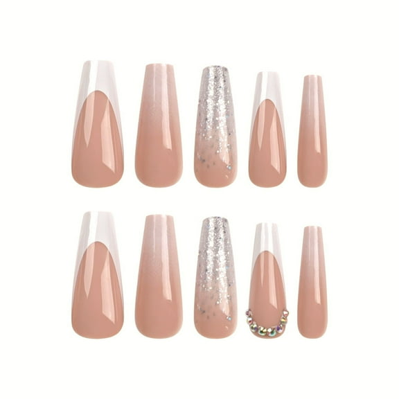 Classic French Wear Nail Wholesale Glitter Gradient Nail Color Point Drill Removable Fake Nail Products