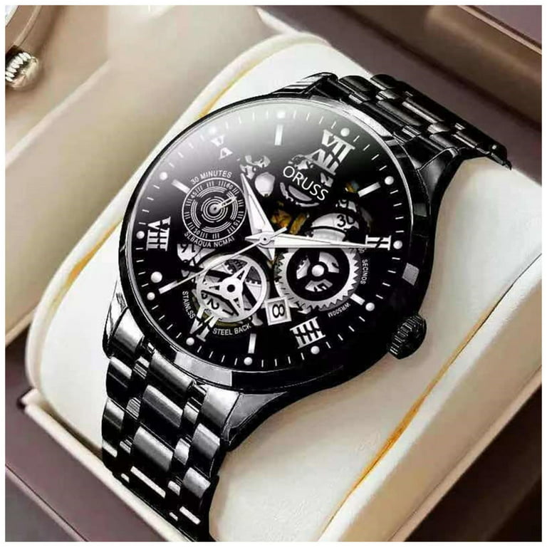 Classic Full-Size 40mm Watch Luxurious Round Wrist Watch with Multifunction  for Men Wedding Every Day Wearing Black 