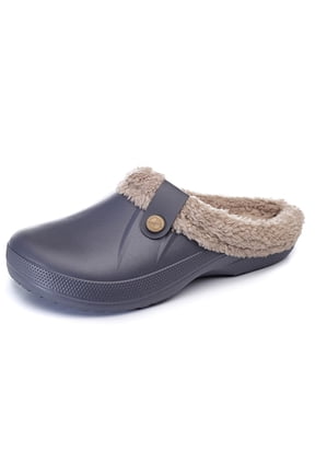 Classic Fur Lined Clogs Waterproof Winter Fuzzy Slippers for Women Men Indoor and Outdoor