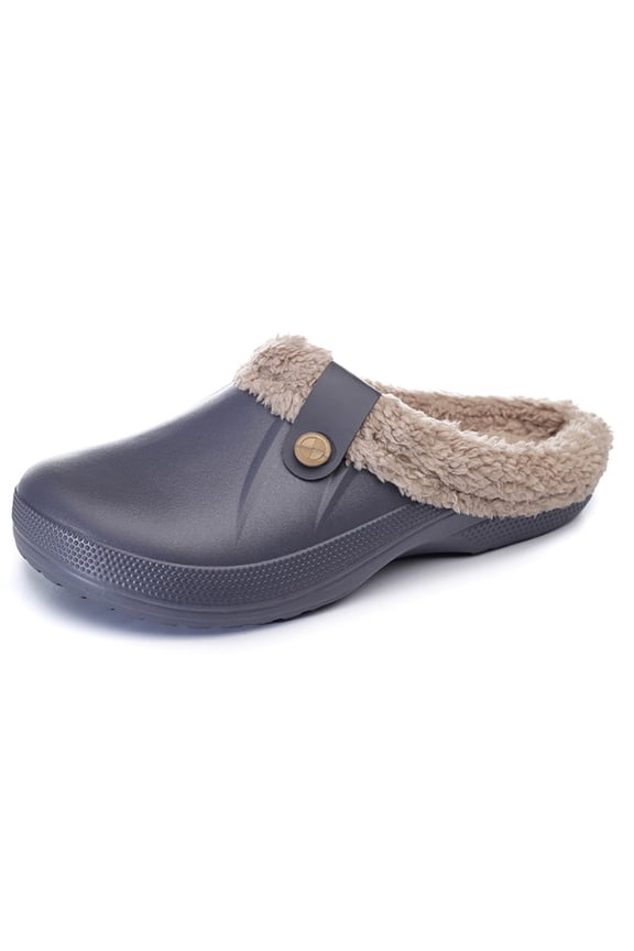 Classic Fur Lined Clogs Waterproof Winter Fuzzy Slippers for Women Men Indoor and Outdoor