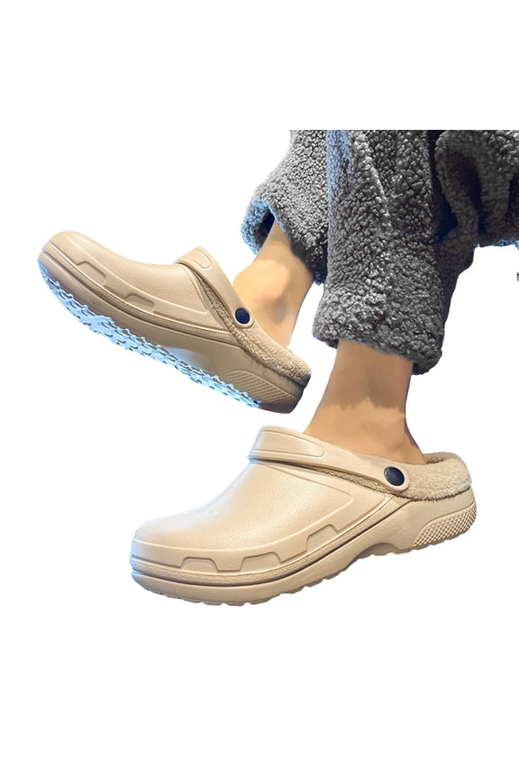 Classic Fuzzy Lined Garden Clogs for Women Men Waterproof Winter Plush Memory Foam Slippers Indoor and Outdoor