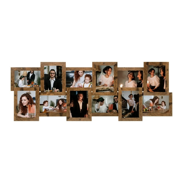 "Hello Laura Classic Gallery Display 4""x6"" with Multiple Slots for 12 Photos, Gold Frame