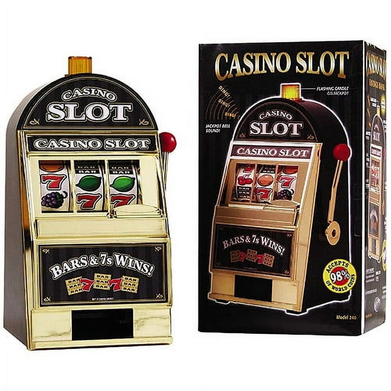 small SLOT MACHINE Piggy bank savings toy money game tokens pokies Gambling  gift