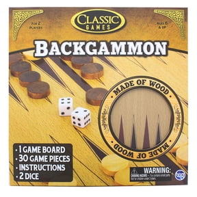 Classic Games Wood Backgammon Set | Board & 30 Game Pieces