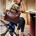 thumbnail image 1 of Classic Genuine Leather Tote Bag for Women, Casual Large Capacity Shoulder Handbag Purse with Zipper, 1 of 3