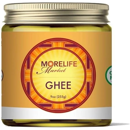 Classic Ghee by MoreLife Market | Traditional Organic Clarified Butter | Grass Fed Cows | Non-GMO | Preservative Free | Good for Health and and Digestion | 9oz glass jar