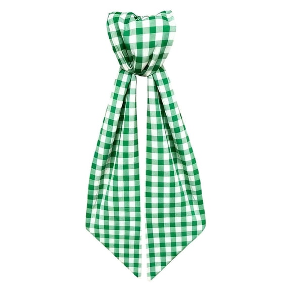 Classic Gingham Checkered Ribbon Streamer, Robust Cotton-Poly Fabric Bow for Wreaths & Curtains, Sturdy Resilient Party Decor in Green / Red / Blue, 55" Long