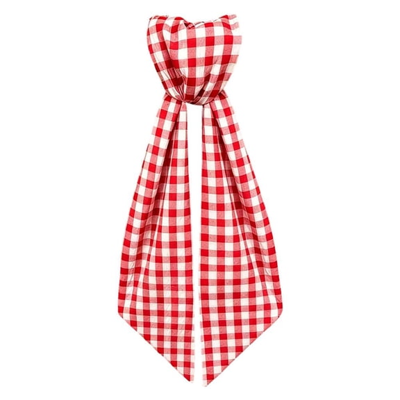 Classic Gingham Checkered Ribbon Streamer, Robust Cotton-Poly Fabric Bow for Wreaths & Curtains, Sturdy Resilient Party Decor in Green / Red / Blue, 55" Long