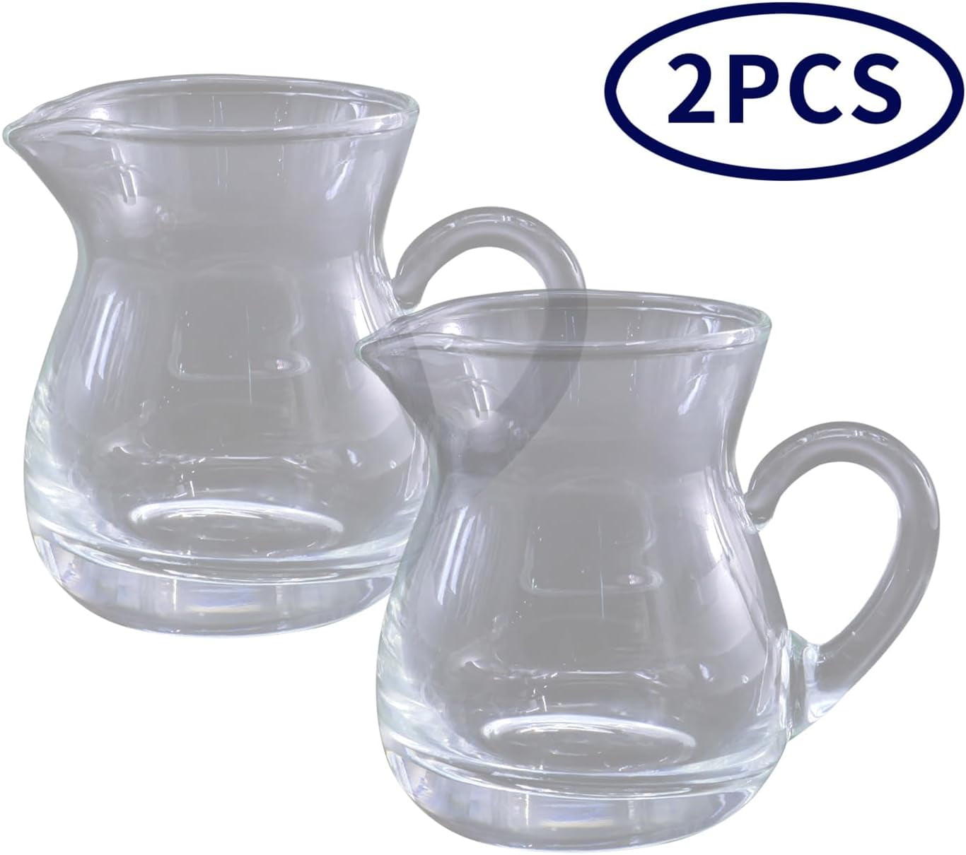 Classic Glass Creamer Pitcher with Handle 4oz Pack of 2 Milk Pourer