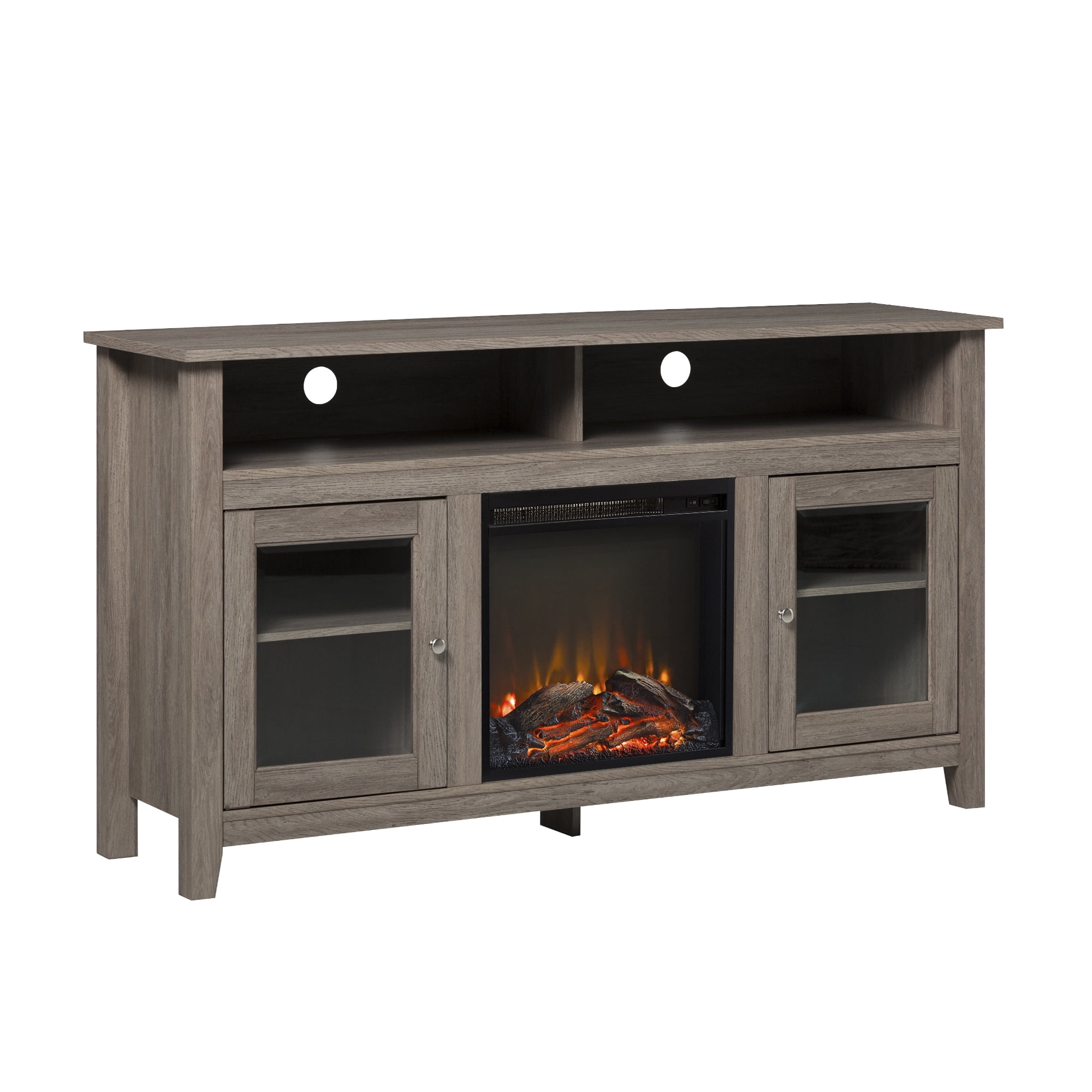 Classic GlassDoor TV Stand with Electric Fireplace for TVs up to 65