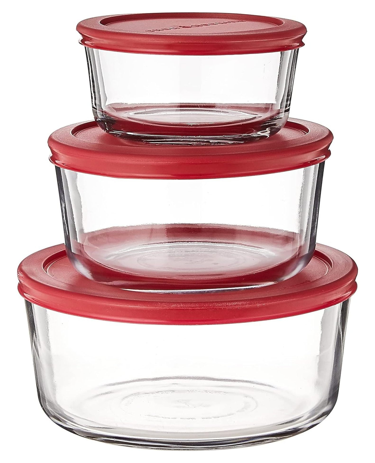 Red Glass Food Storage Containers with Lids, 6-Set