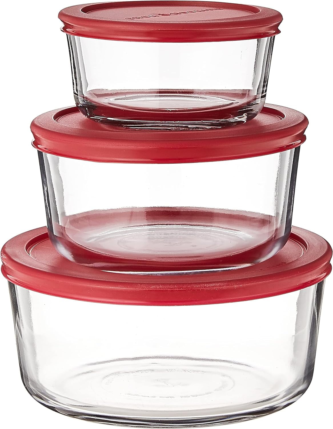 Red Glass Food Storage Containers with Lids, 6-Set