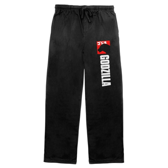 Classic Godzilla Silhouette and Logo Men's Black Graphic Sleep Pajama Pants - 3XL