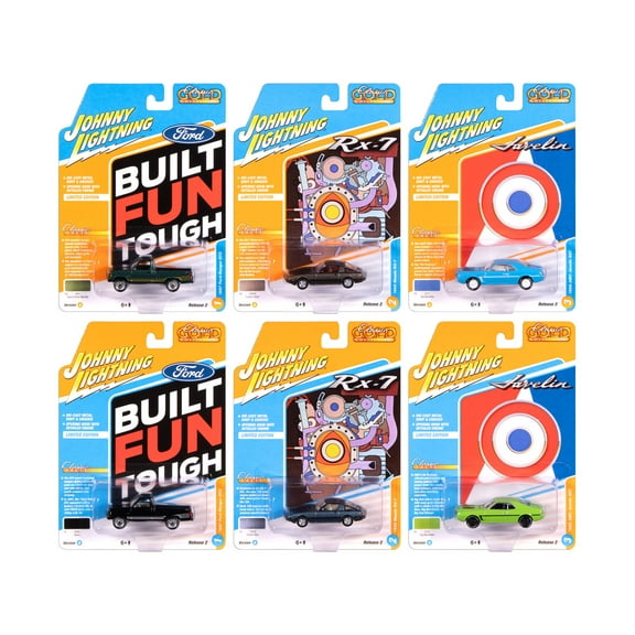 "Classic Gold Collection" 2025 Release 2 Set of 6 Cars 1/64 Diecast Model Cars by Johnny Lightning