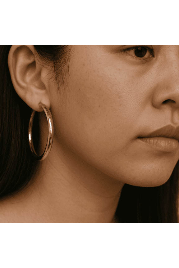 Classic Gold Hoop Earrings for Women, 925 Sterling Silver, 1 Micron 18K Gold Vermeil, Lightweight Large Everyday Hoops, 7.45 Grams