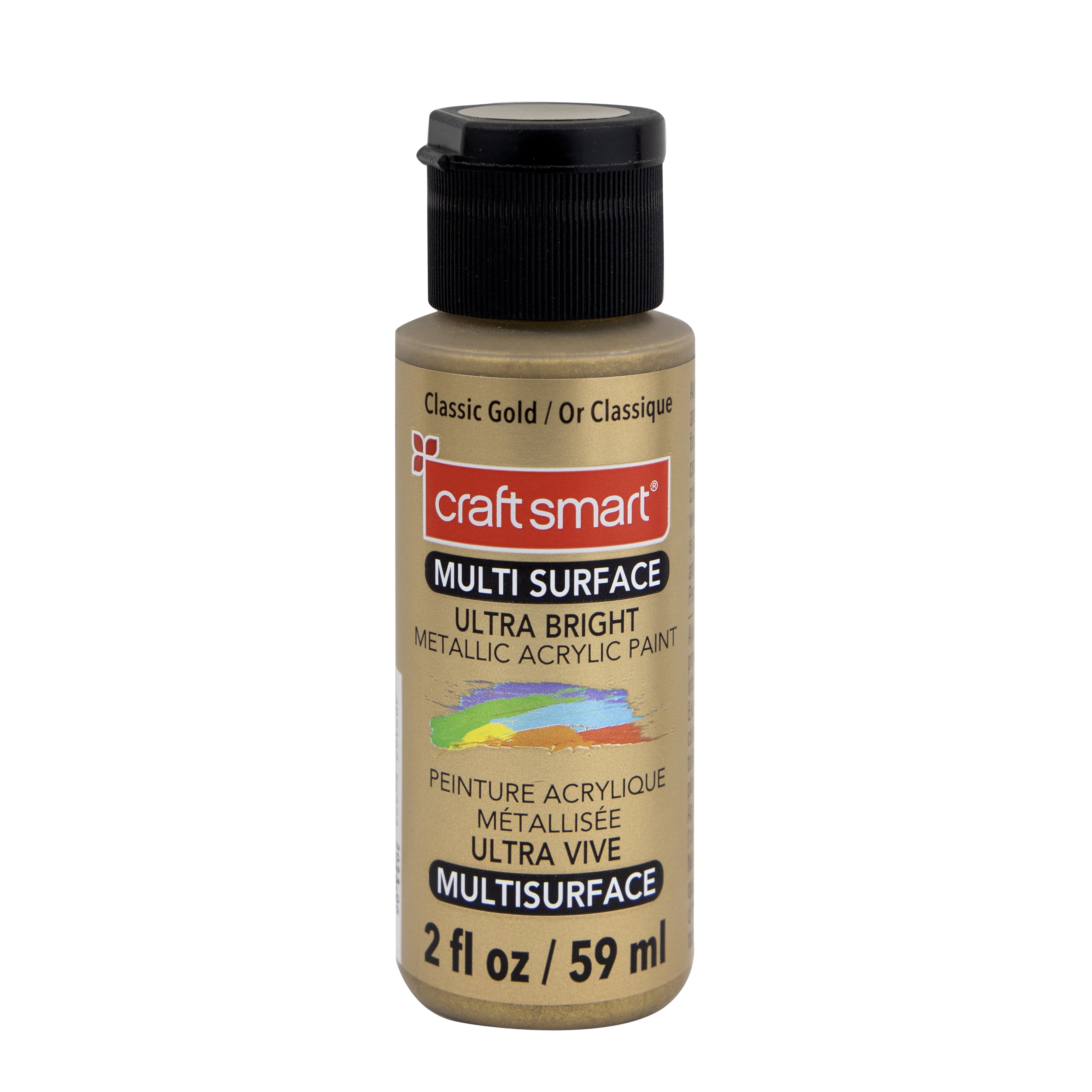 Craft Smart Classic Gold Multi-Surface Premium Ultra Bright Metallic Paint - High-Sheen Finish for Art, Crafts & Decor Projects, 9 Pack