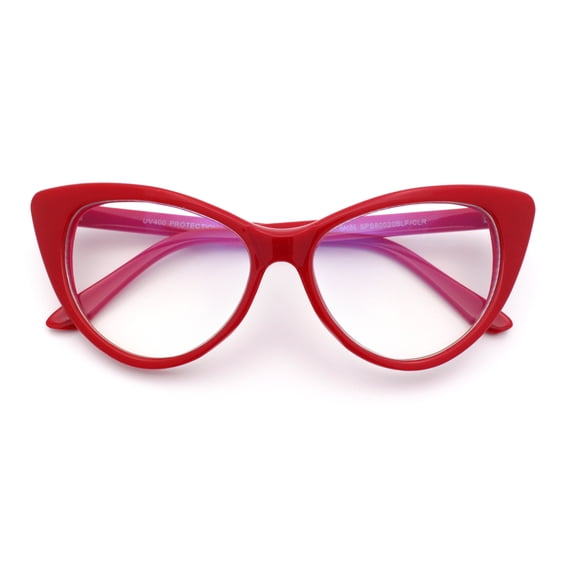 Classic Gothic True Cat Eye Frame Blue Light Filtering Computer Glasses / Red