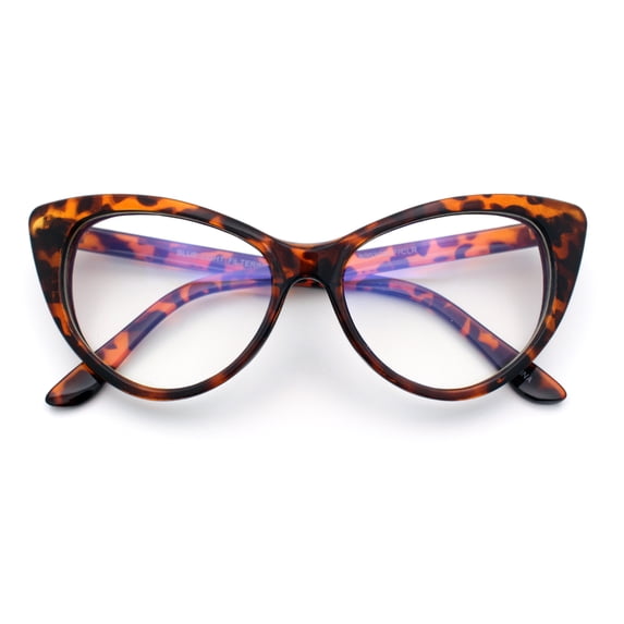 Classic Gothic True Cat Eye Frame Blue Light Filtering Computer Glasses / Tortoise
