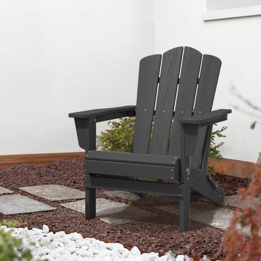 Classic Gray Folding Plastic Adirondack Chair