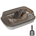 thumbnail image 1 of Classic Gray Open Top Cat Litter Box High Side with Litter Scoop 14.37×10.63×5.31 inch, 1 of 6