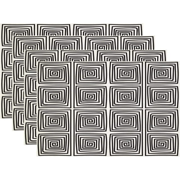 Classic Greek Key Placemats,Black White Line Maze Meander Washable Linen Table Mats for Kitchen Table Double Insulation Decor Dining Set Indoor Outdoor 12X18 in Set of 4
