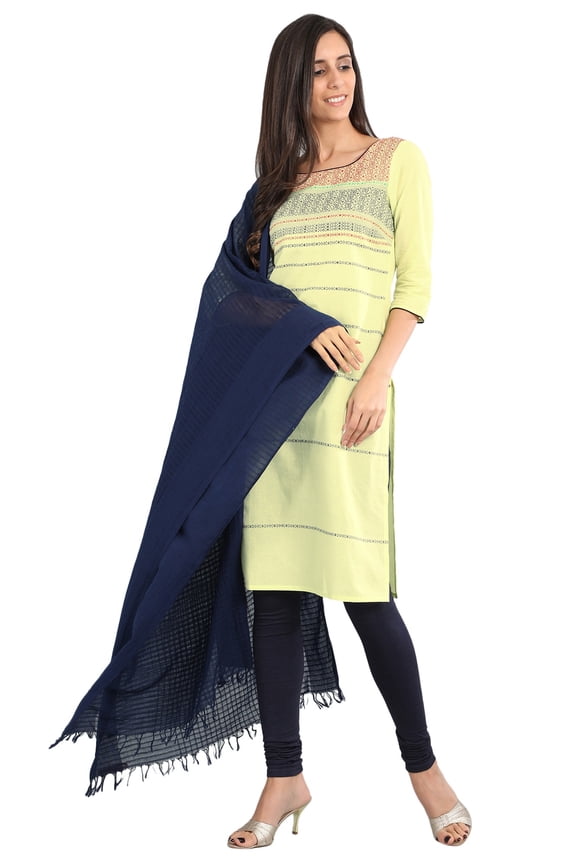 Classic Green Geometric Round Neck Kurta-Small