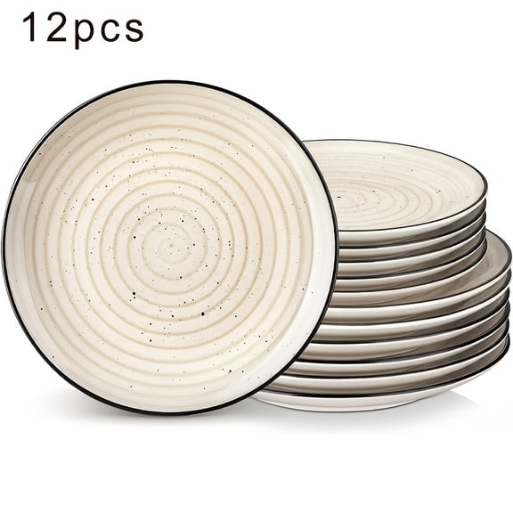 Classic Grey Handmade Porcelain Dinnerware Set - Bowls & Plates, Dishwasher/Microwave/Oven Safe - Healthy Stoneware Tableware for Restaurant & Home - Elegant Christmas/Thanksgiving Gift