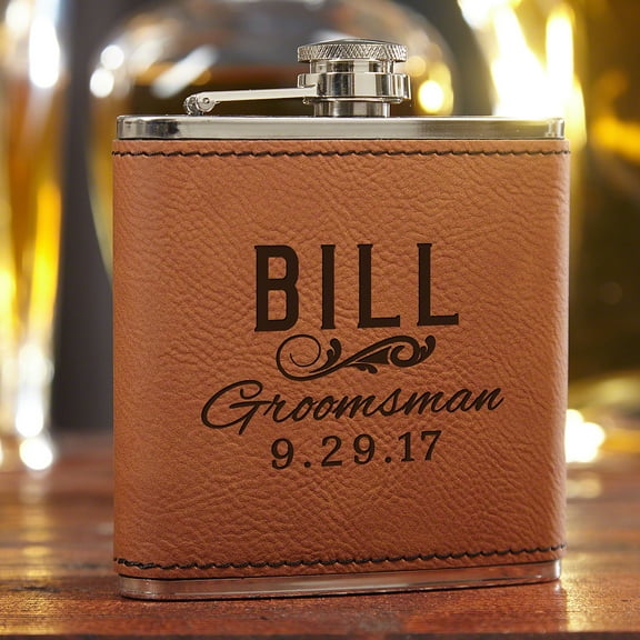 Classic Groomsman Custom Saddle Brown Flask