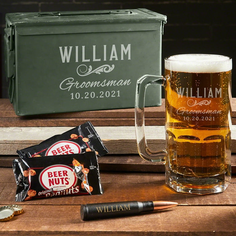 Groomsman Gift Boxed Engraved Beer Mug & Bottle Opener
