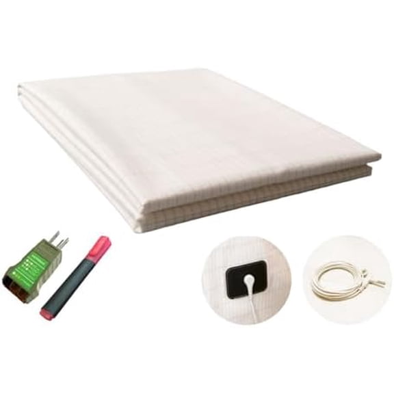 Classic Grounding Flat Sheet. Grounding Tester Kit Included. Soft and Smooth Combed Cotton with Silver Fiber. Undyed and Suitable for Chemical Sensitivity. 3590in.$$Bedding