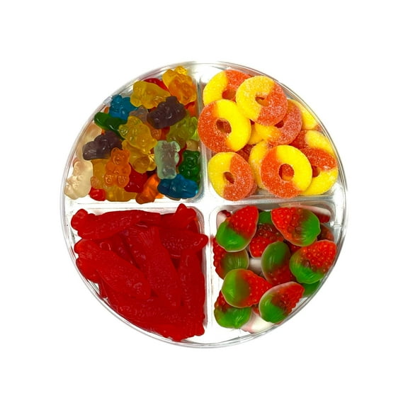 Classic Gummy Favorites Tray Swedish Fish, Strawberries & Cream Gummies, Peach Rings, and 12 Flavored Gummy Bears Over 1 lb of Delicious Gummies Perfect for Gifting and Sharing