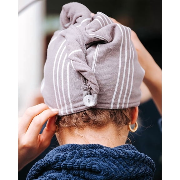 Sand Cloud Hair Towel Wrap for Women & Men, (Grey, Classic) - 100% Turkish Cotton Quick Hair Drying Towel Wrap - Absorbent Half Terry Weave Hair Plop Head Towel Wrap with Binding Edge